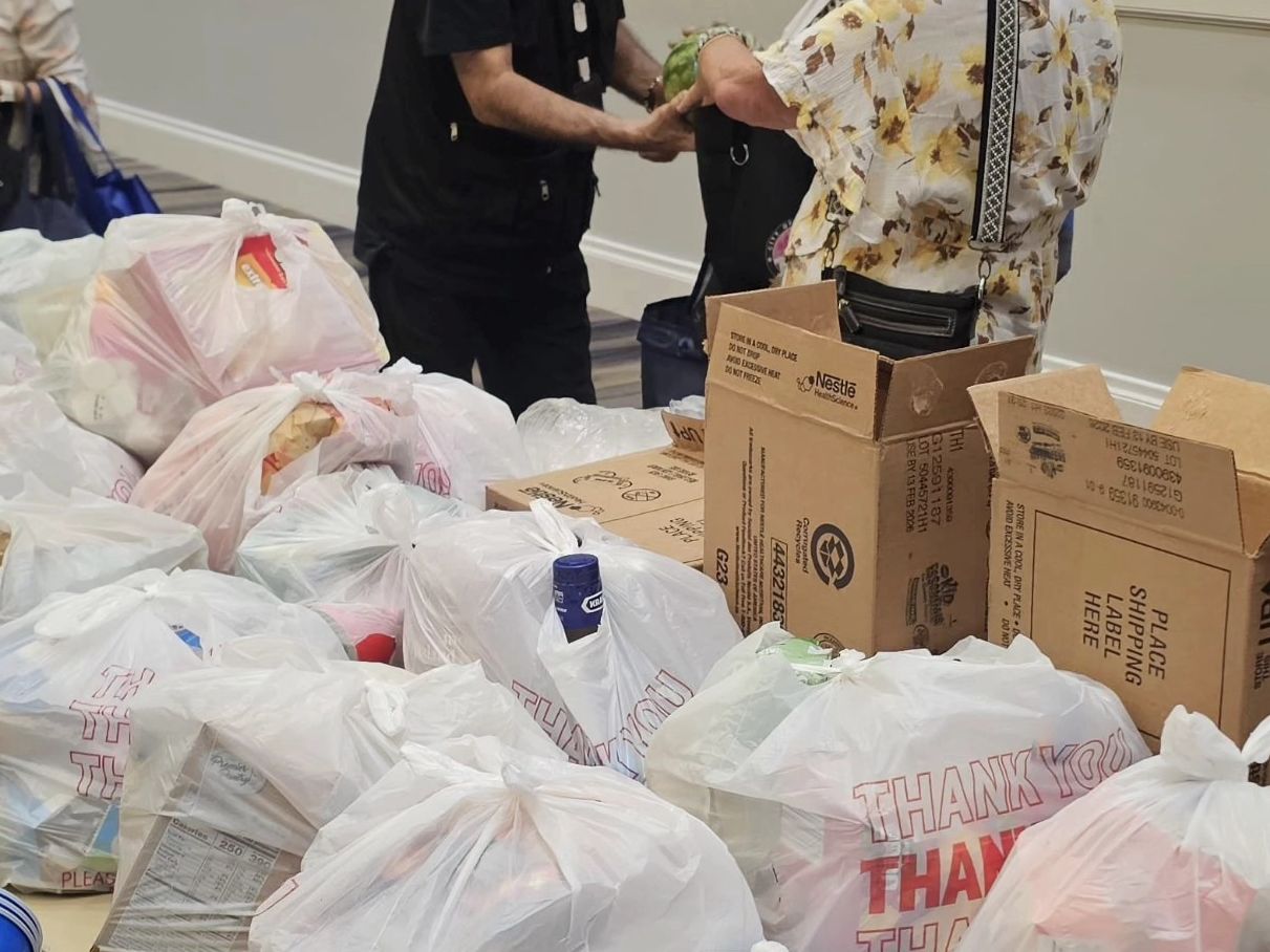 Distribución de alimentos a familias necesitadas