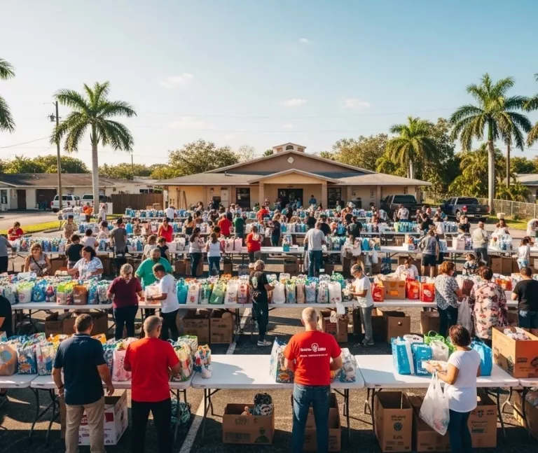Evento comunitario de Fundación Divanos con voluntarios sirviendo a la comunidad