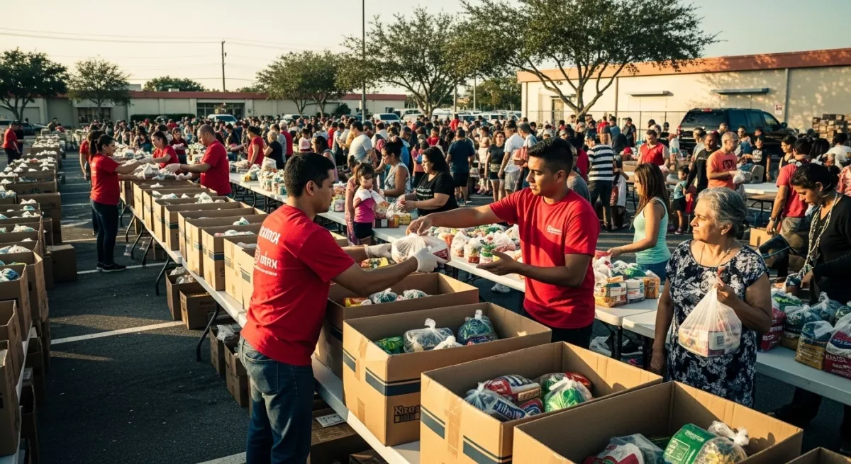 Distribución masiva de alimentos a familias de la comunidad